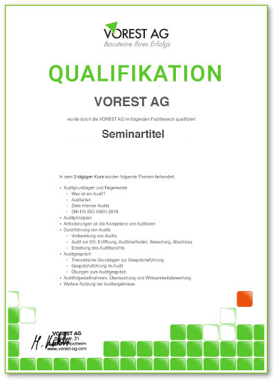 Deutschsprachige Qualifikationsbescheinigung für Ihre Ausbildung im Nachhaltigkeitsmanagement